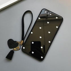 Black & White Hearts - Luxury Tempered Glass Case for iPhone
