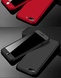 360 Degree Full Cover Phone Case For iPhone  With Tempered Glass