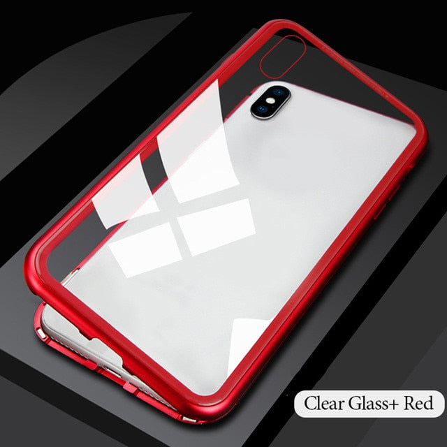 GETIHU Metal Magnetic Case + Tempered Glass Magnet Case Cover For iPhone 11 Pro Max XR XS MAX X 8 7 6s 6 s Plus For Samsung S10