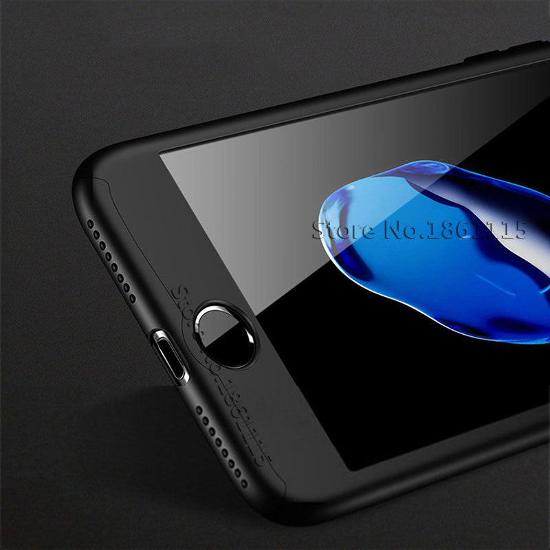 360 Degree Full Cover Phone Case For iPhone  With Tempered Glass
