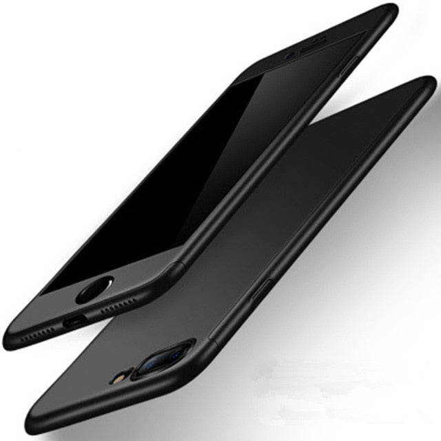 360 Degree Full Cover Phone Case For iPhone  With Tempered Glass