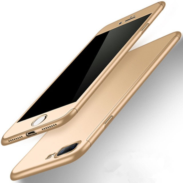 360 Degree Full Cover Phone Case For iPhone  With Tempered Glass
