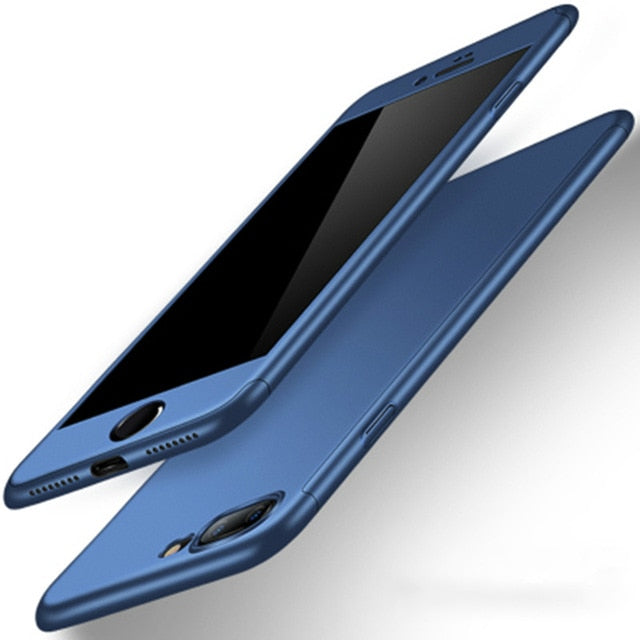 360 Degree Full Cover Phone Case For iPhone  With Tempered Glass