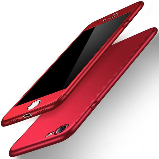 360 Degree Full Cover Phone Case For iPhone  With Tempered Glass