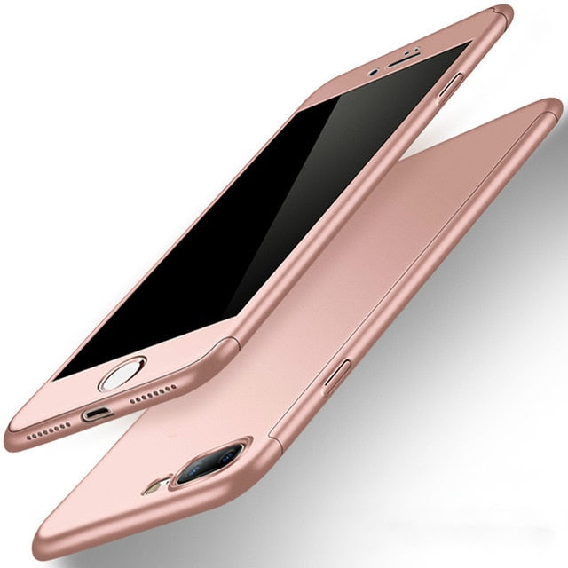 360 Degree Full Cover Phone Case For iPhone  With Tempered Glass