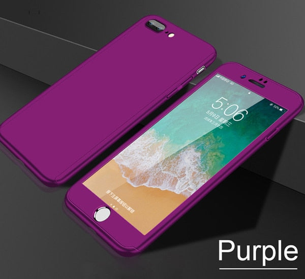 360 Degree Full Cover Phone Case For iPhone  With Tempered Glass