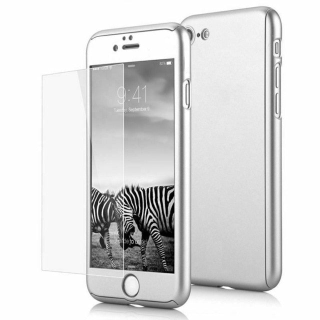 360 Degree Full Cover Phone Case For iPhone  With Tempered Glass