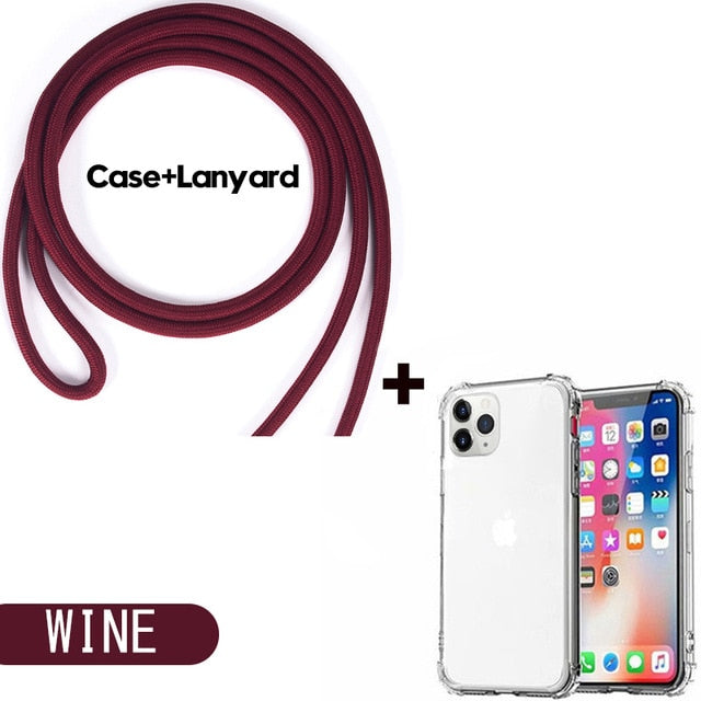 Luxury Transparent iPhone 11 Case with Crossbody Necklace