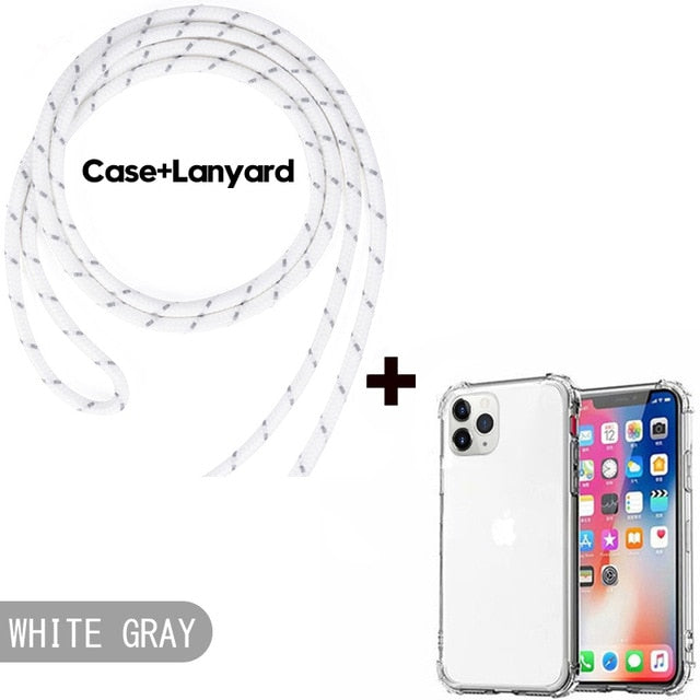 Luxury Transparent iPhone 11 Case with Crossbody Necklace
