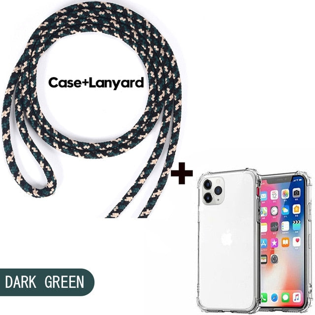 Luxury Transparent iPhone 11 Case with Crossbody Necklace