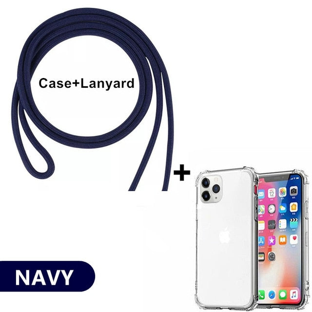 Luxury Transparent iPhone 11 Case with Crossbody Necklace