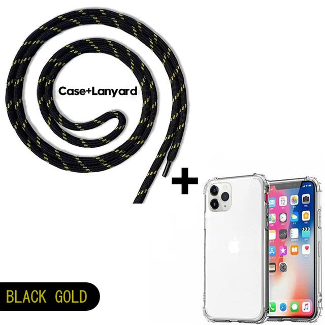 Luxury Transparent iPhone 11 Case with Crossbody Necklace