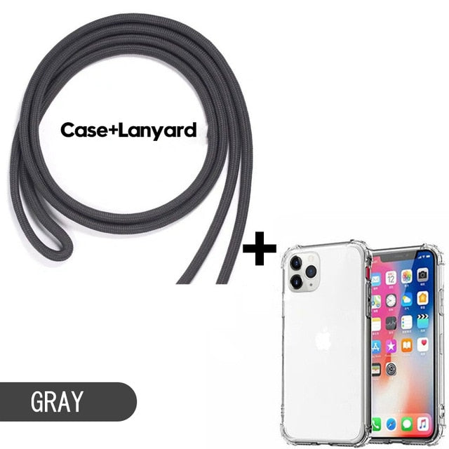 Luxury Transparent iPhone 11 Case with Crossbody Necklace