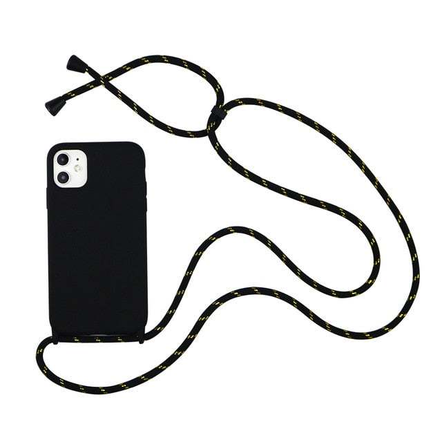 Trendy Silicone iPhone Case with Rope For iPhone 11, iPhone 11 Pro, iPhone 11 Pro Max