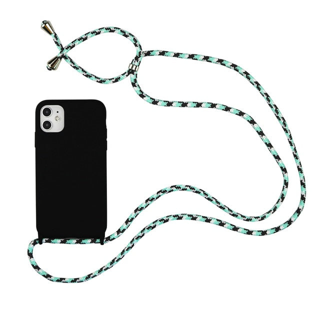 Trendy Silicone iPhone Case with Rope For iPhone 11, iPhone 11 Pro, iPhone 11 Pro Max