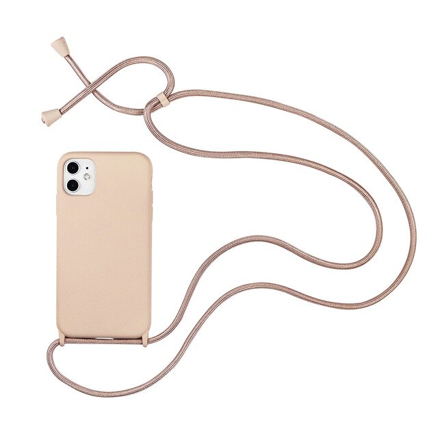 Trendy Silicone iPhone Case with Rope For iPhone 11, iPhone 11 Pro, iPhone 11 Pro Max