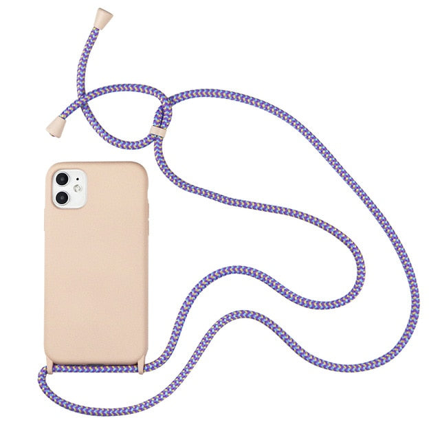 Trendy Silicone iPhone Case with Rope For iPhone 11, iPhone 11 Pro, iPhone 11 Pro Max