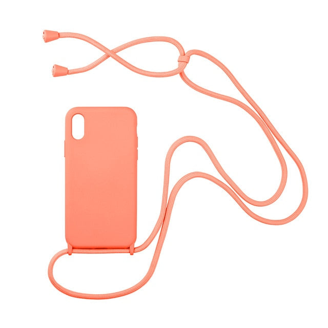 Trendy Silicone iPhone Case with Rope For iPhone 11, iPhone 11 Pro, iPhone 11 Pro Max