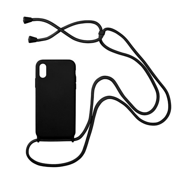 Trendy Silicone iPhone Case with Rope For iPhone 11, iPhone 11 Pro, iPhone 11 Pro Max