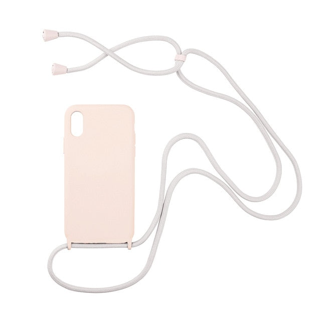 Trendy Silicone iPhone Case with Rope For iPhone 6 7 8 Plus