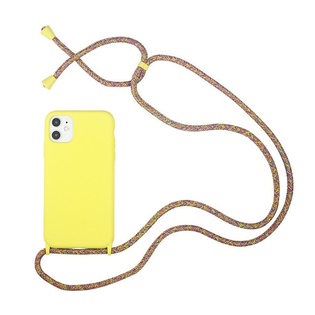 Trendy Silicone iPhone Case with Rope For iPhone 11, iPhone 11 Pro, iPhone 11 Pro Max