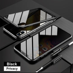 Magnetic Tempered Glass Privacy Metal Phone Case Coque 360 Magnet Cover For Iphone SE2 XR XS 11 Pro MAX 8 7 6 Plus