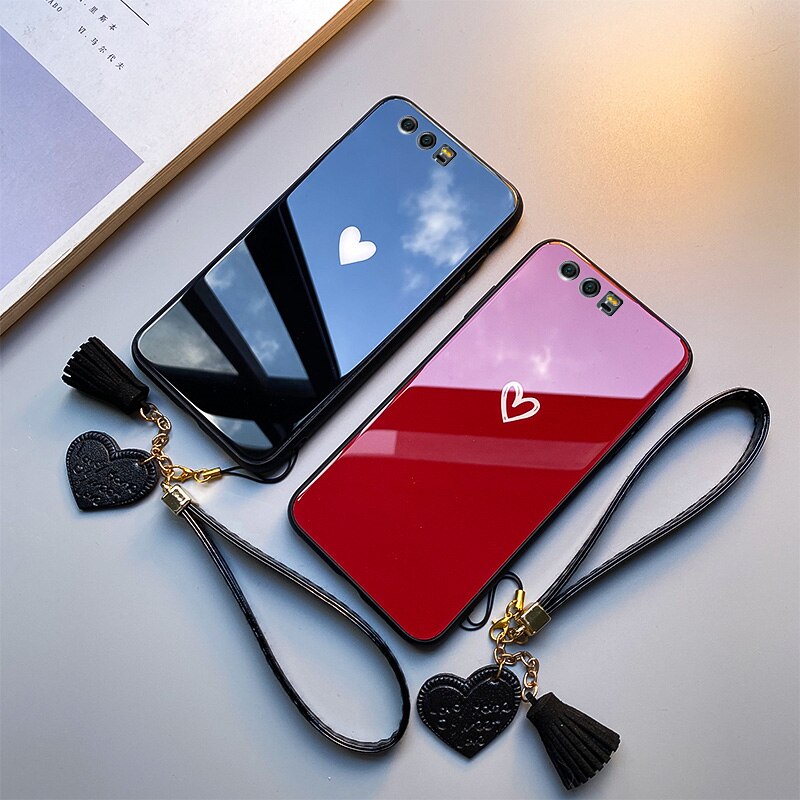 Red & Black Hearts - Luxury Tempered Glass Case for iPhone