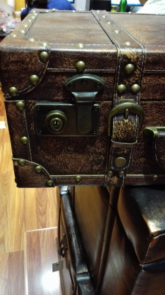 Decorative Wooden Suitcase with Leather Interior