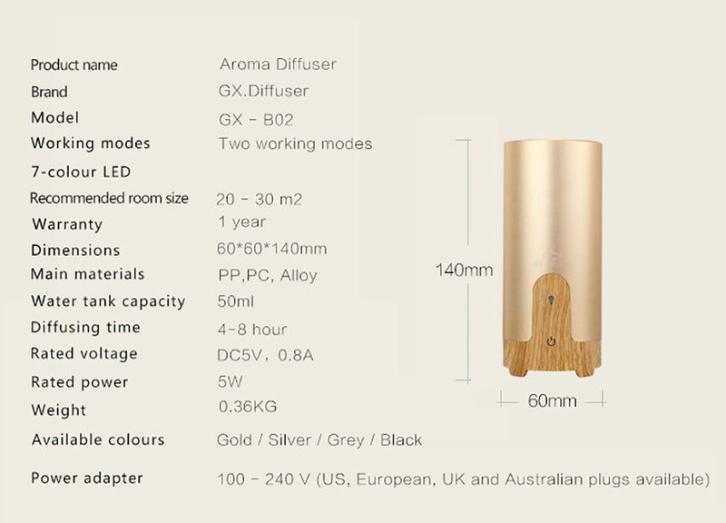 Wooden USB Car Aroma Diffuser