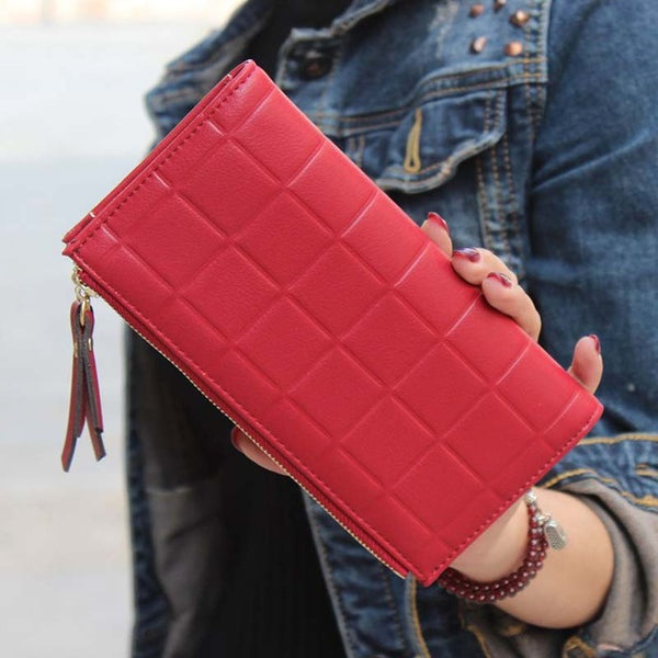 Double Zipper PU Leather Purse For Women