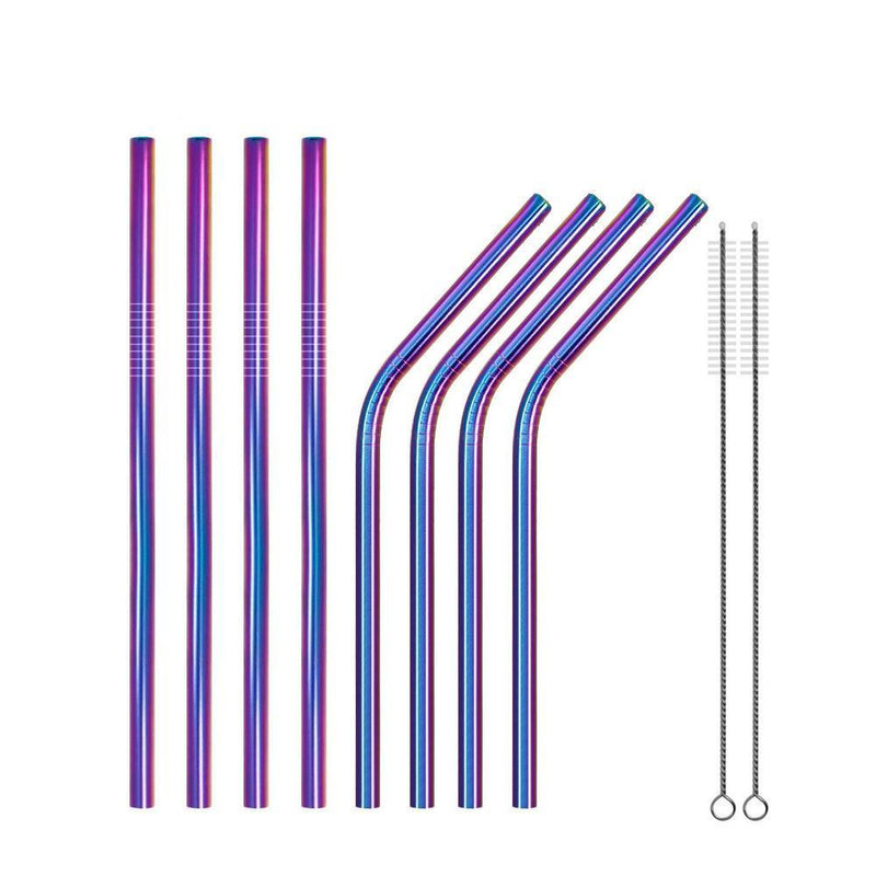 High Quality Reusable Stainless Steel Straws (2pcs) & Cleaning Brush