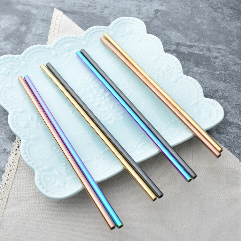 High Quality Reusable Stainless Steel Straws (2pcs) & Cleaning Brush