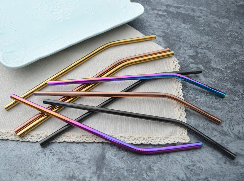 High Quality Reusable Stainless Steel Straws (2pcs) & Cleaning Brush