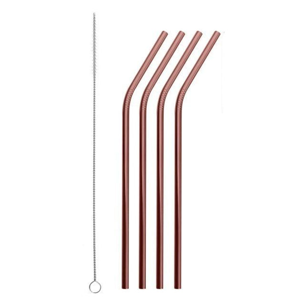 High Quality Reusable Stainless Steel Straws (4pcs) & Cleaning Brush