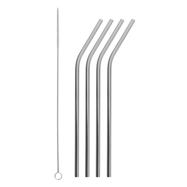 High Quality Reusable Stainless Steel Straws (4pcs) & Cleaning Brush